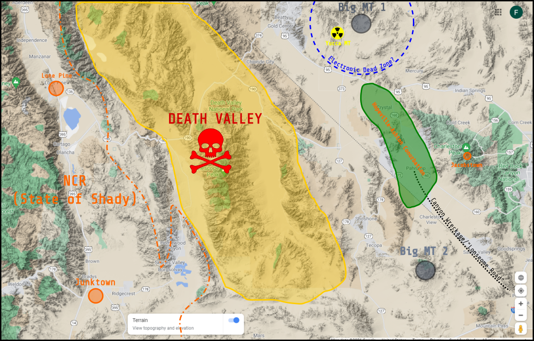 The Mojave Wasteland's Territorial Map (not perfect)