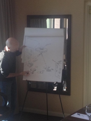 "Colin is seen here busily working on his martian invasion map."