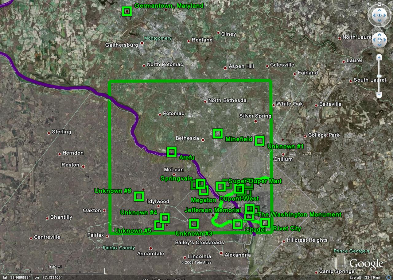 Fallout 3 in Google Earth - Extended Map