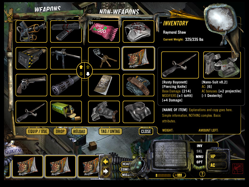 Inventory Screen with Complete Item Set